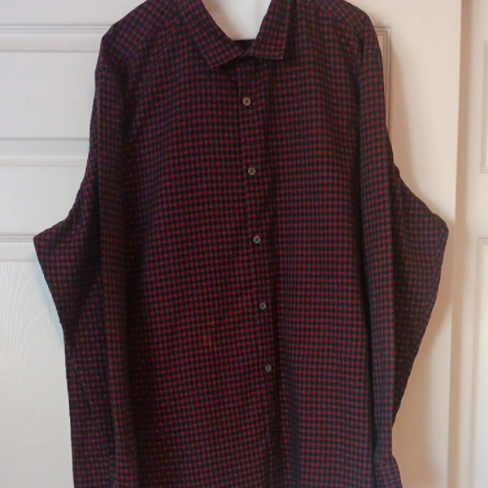 Alfani Red and Black Checkered Button-Up Shirt
